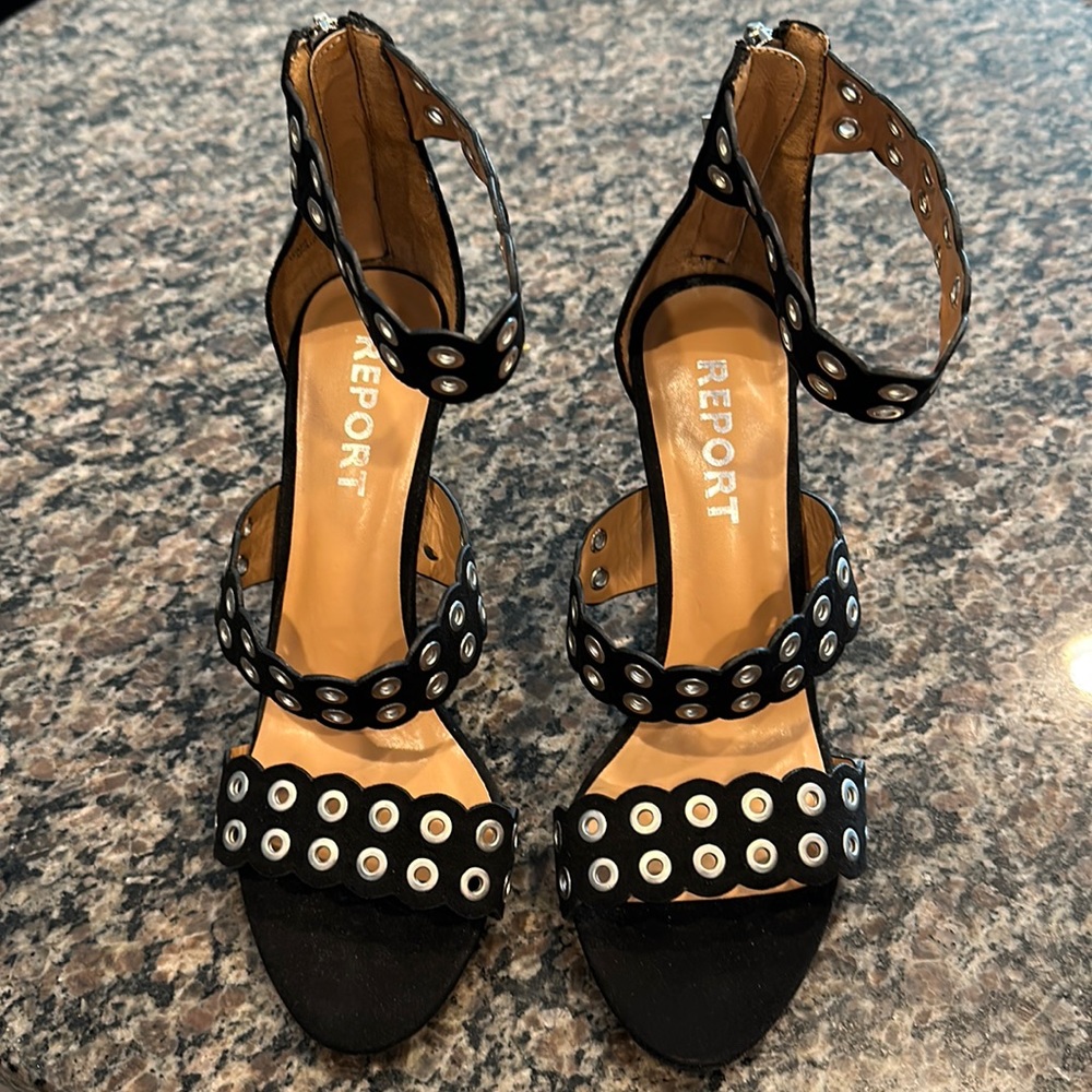 Report black suede sandals with gromlets size 7.5